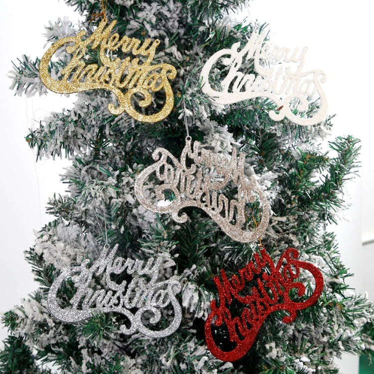 2pcs Christmas Shiny Letter Pendants Christmas Tree DIY Decorations(Red)