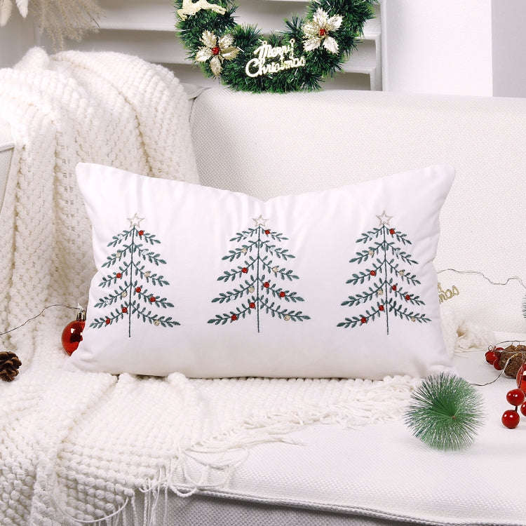 30x50cm Christmas Tree Embroidery Pillowcase Holiday Decoration Cushion Cover, Pillow Core Not In...