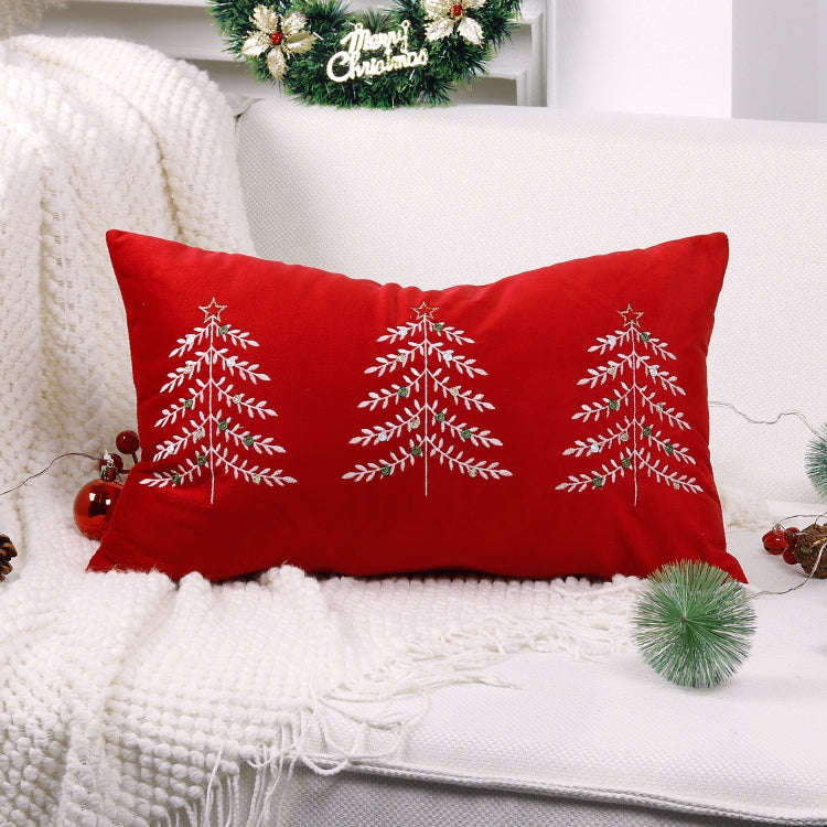 30x50cm Christmas Tree Embroidery Pillowcase Holiday Decoration Cushion Cover, Pillow Core Not In...