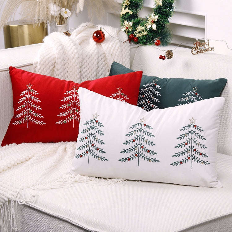 30x50cm Christmas Tree Embroidery Pillowcase Holiday Decoration Cushion Cover, Pillow Core Not In...