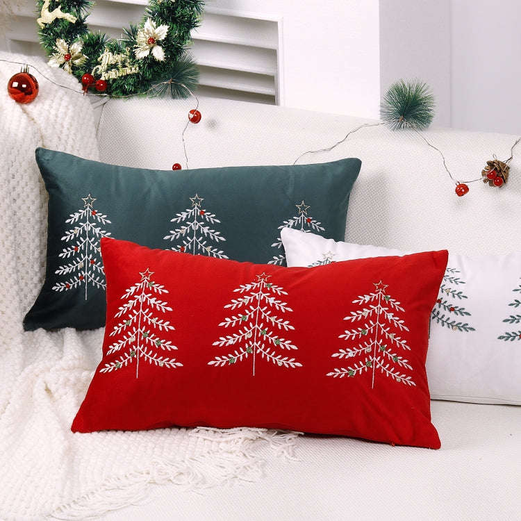 30x50cm Christmas Tree Embroidery Pillowcase Holiday Decoration Cushion Cover, Pillow Core Not In...