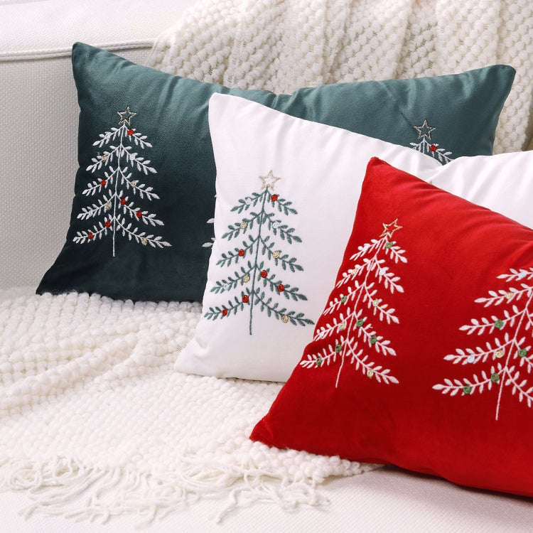 30x50cm Christmas Tree Embroidery Pillowcase Holiday Decoration Cushion Cover, Pillow Core Not In...