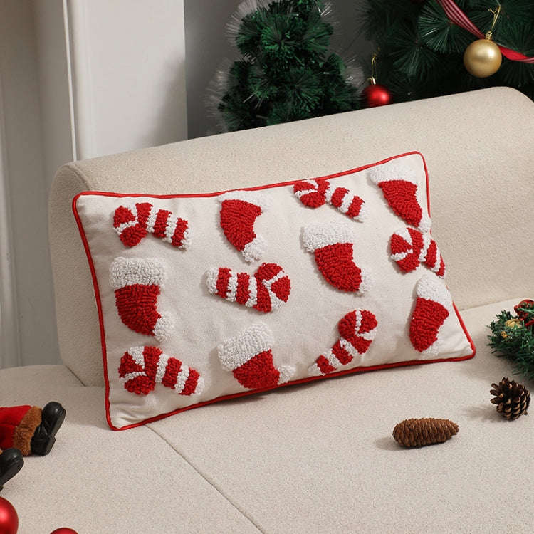30x50cm Simple Christmas Tufted Pillowcase Circle Velvet Trimmed Cushion Cover, Pillow Core Not I...