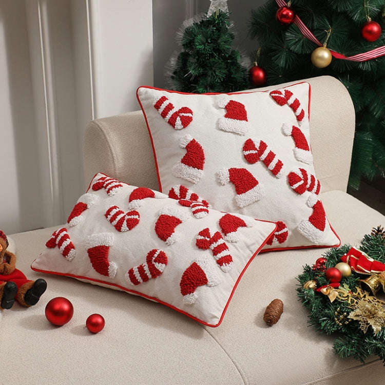 30x50cm Simple Christmas Tufted Pillowcase Circle Velvet Trimmed Cushion Cover, Pillow Core Not I...