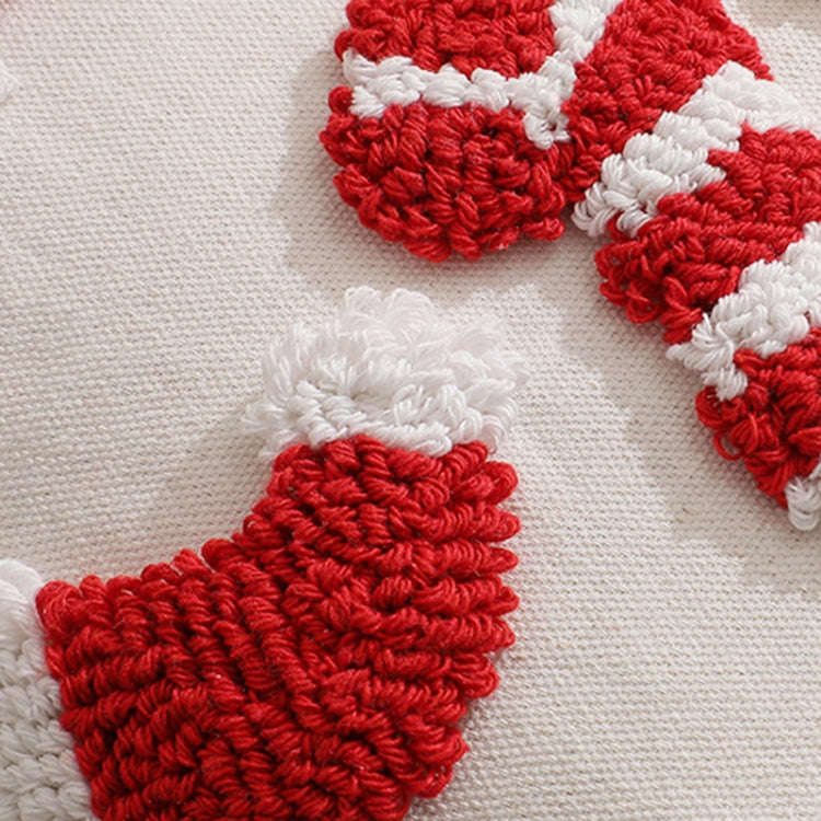 30x50cm Simple Christmas Tufted Pillowcase Circle Velvet Trimmed Cushion Cover, Pillow Core Not I...