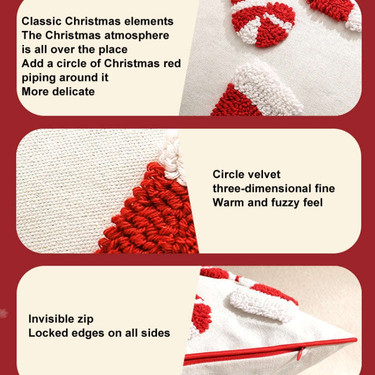 30x50cm Simple Christmas Tufted Pillowcase Circle Velvet Trimmed Cushion Cover, Pillow Core Not I...