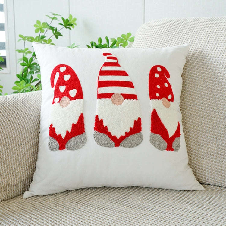 Christmas Embroidery Pillowcase Canvas Sofa Cushion Cover, Pillow Core Not Included, Style: 45x45...
