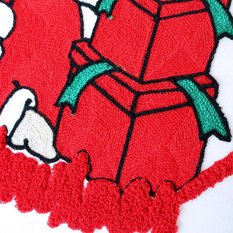 Christmas Embroidery Pillowcase Canvas Sofa Cushion Cover, Pillow Core Not Included, Style: 45x45...