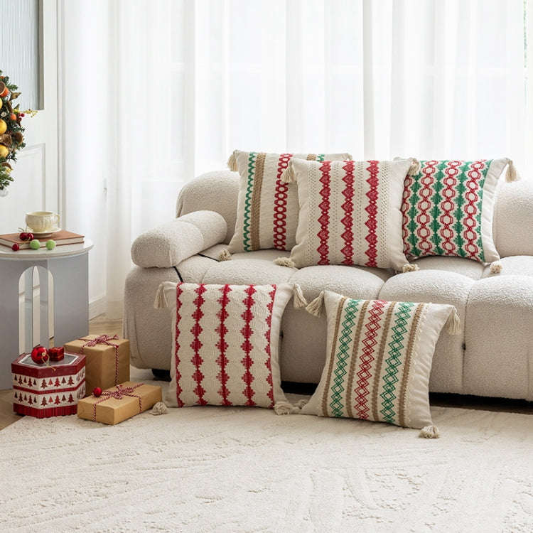 45x45cm Christmas Jacquard Sofa Pillowcase Simple Recliner Pillow Cover, Pillow Core Not Included...
