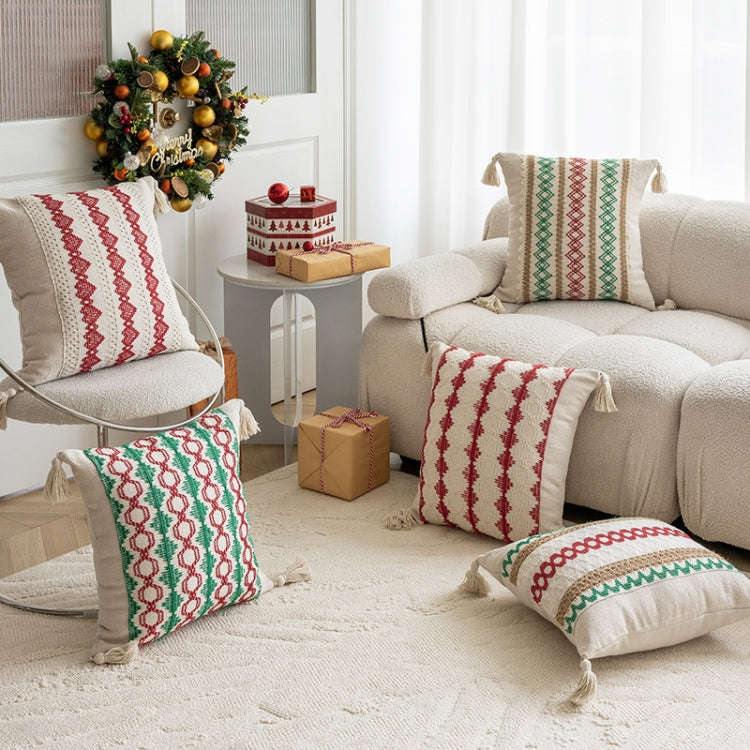 45x45cm Christmas Jacquard Sofa Pillowcase Simple Recliner Pillow Cover, Pillow Core Not Included...