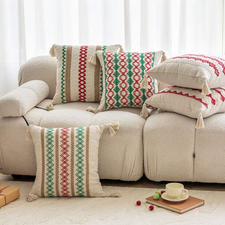 45x45cm Christmas Jacquard Sofa Pillowcase Simple Recliner Pillow Cover, Pillow Core Not Included...