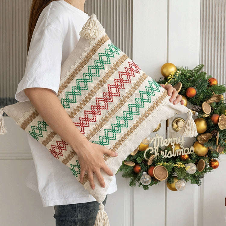 45x45cm Christmas Jacquard Sofa Pillowcase Simple Recliner Pillow Cover, Pillow Core Not Included...