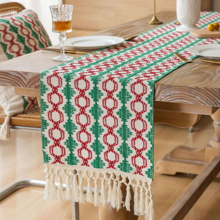 33x153cm Christmas Towel Embroidery Table Flag Simple Tablecloths(Christmas Ring)