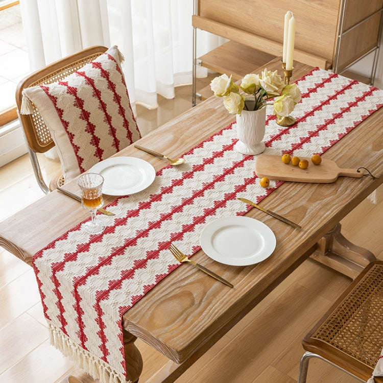33x273cm Christmas Towel Embroidery Table Flag Simple Tablecloths(Christmas Tree Wave)
