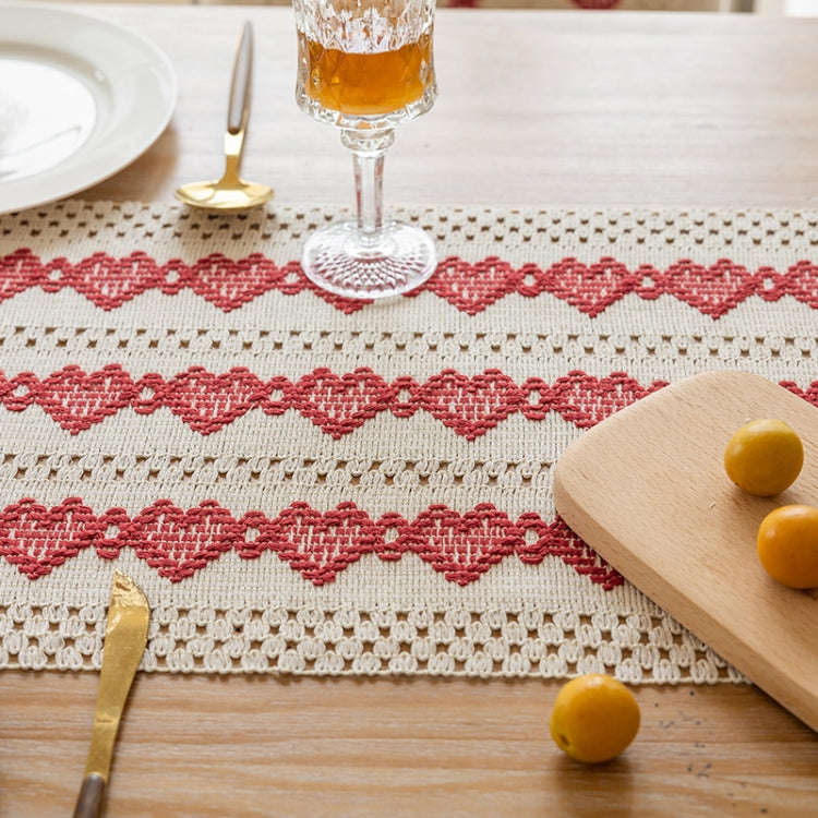 33x183cm Christmas Towel Embroidery Table Flag Simple Tablecloths(Love Ring)