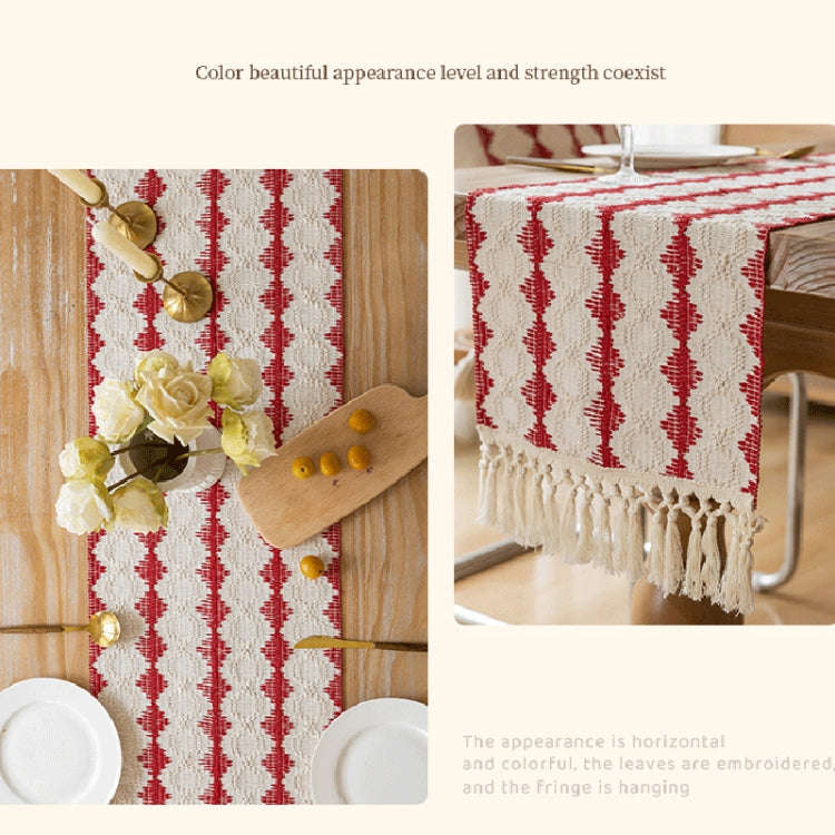 33x273cm Christmas Towel Embroidery Table Flag Simple Tablecloths(Christmas Tree Wave)