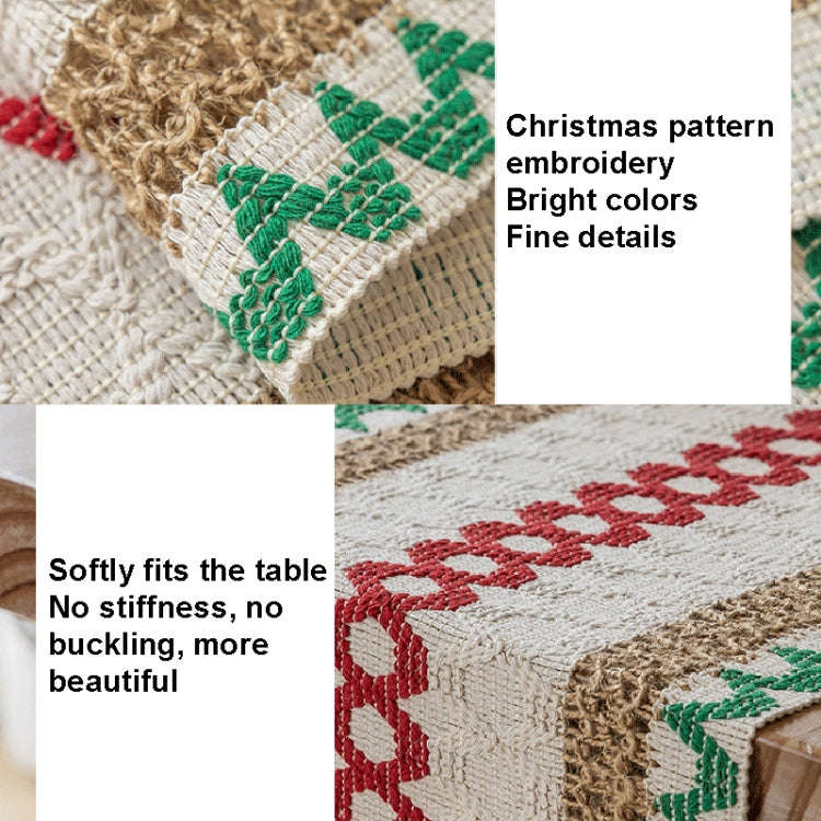 33x273cm Christmas Towel Embroidery Table Flag Simple Tablecloths(Christmas Tree Wave)