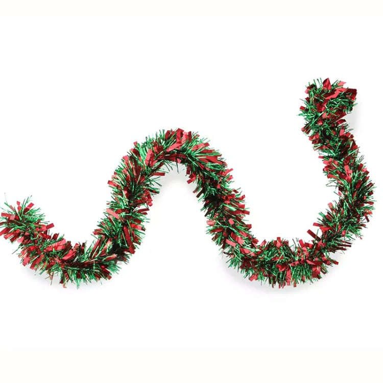 20pcs /Pack 2m x 9cm Christmas Red & Green Wide Cut Tinsel Garland For Holiday Decor