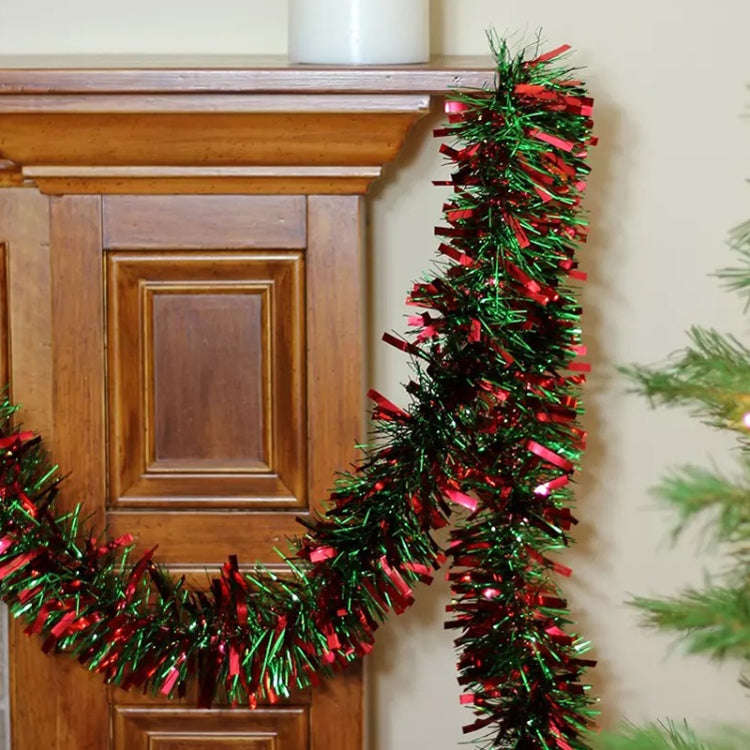 20pcs /Pack 2m x 9cm Christmas Red & Green Wide Cut Tinsel Garland For Holiday Decor