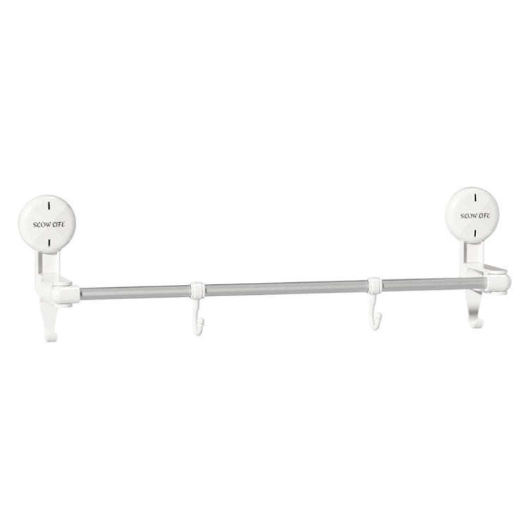 Suction Cup Towel Rack Home Rotating Shelf Kitchen Bathroom Storage Hanger Movable Hooks(White)