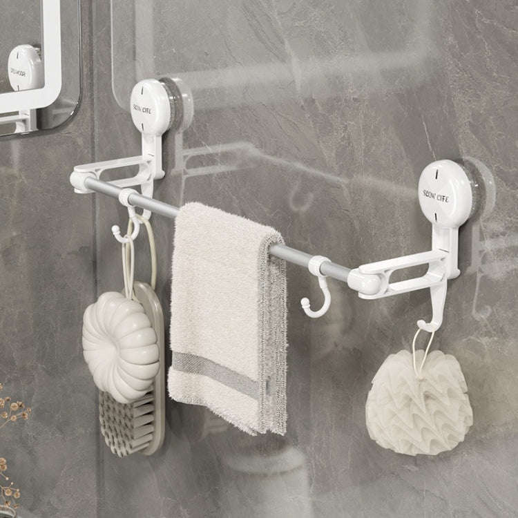 Suction Cup Towel Rack Home Rotating Shelf Kitchen Bathroom Storage Hanger Movable Hooks(White)