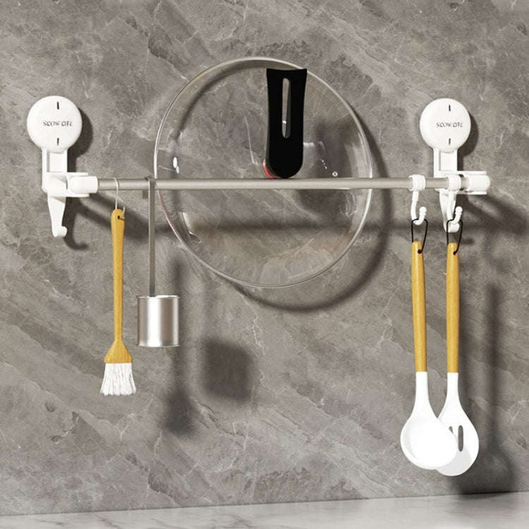 Suction Cup Towel Rack Home Rotating Shelf Kitchen Bathroom Storage Hanger Movable Hooks(White)