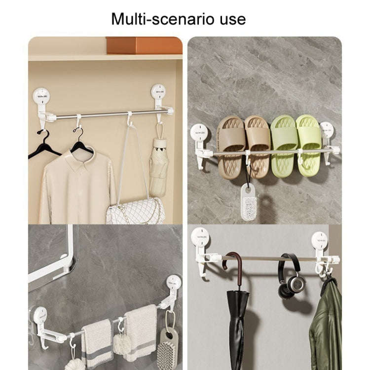 Suction Cup Towel Rack Home Rotating Shelf Kitchen Bathroom Storage Hanger Movable Hooks(White)