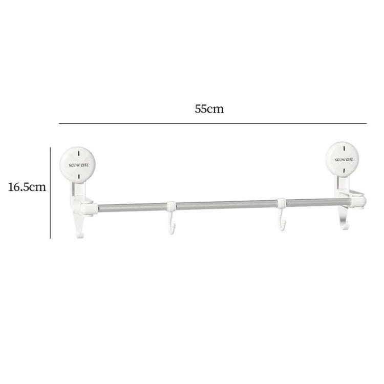 Suction Cup Towel Rack Home Rotating Shelf Kitchen Bathroom Storage Hanger Movable Hooks(White)