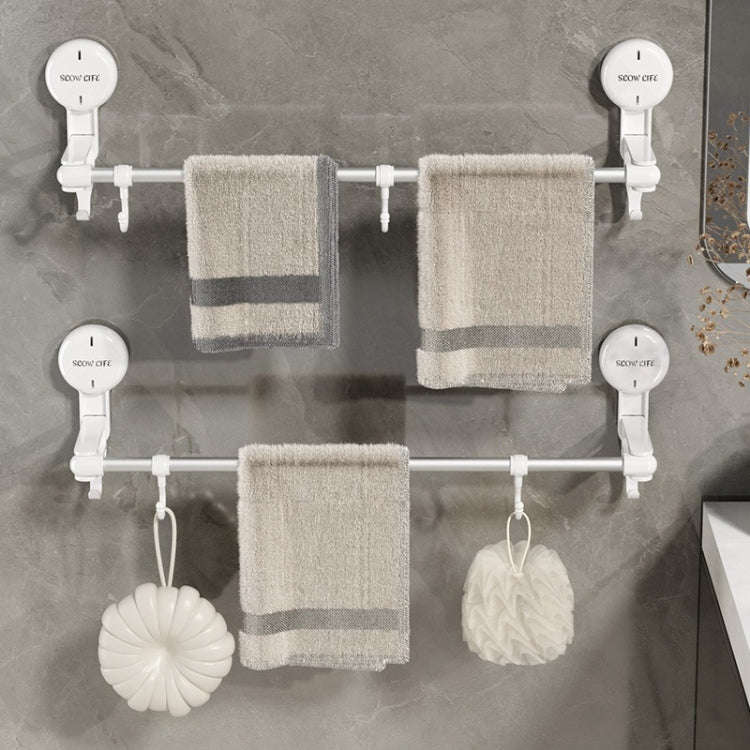 Suction Cup Towel Rack Home Rotating Shelf Kitchen Bathroom Storage Hanger Movable Hooks(White)
