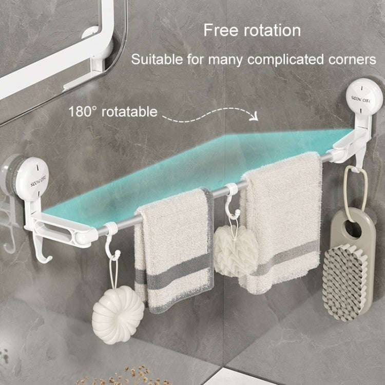 Suction Cup Towel Rack Home Rotating Shelf Kitchen Bathroom Storage Hanger Movable Hooks(White)