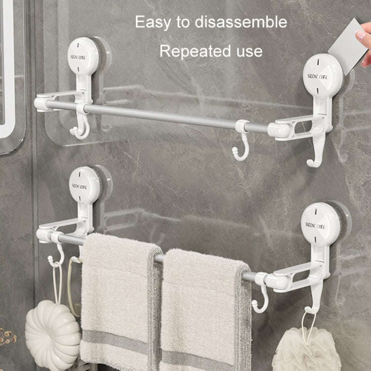 Suction Cup Towel Rack Home Rotating Shelf Kitchen Bathroom Storage Hanger Movable Hooks(White)