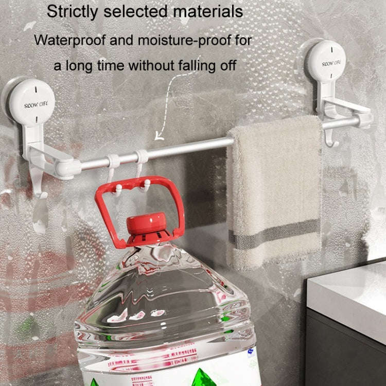 Suction Cup Towel Rack Home Rotating Shelf Kitchen Bathroom Storage Hanger Movable Hooks(White)