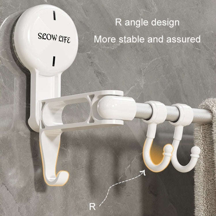 Suction Cup Towel Rack Home Rotating Shelf Kitchen Bathroom Storage Hanger Movable Hooks(White)