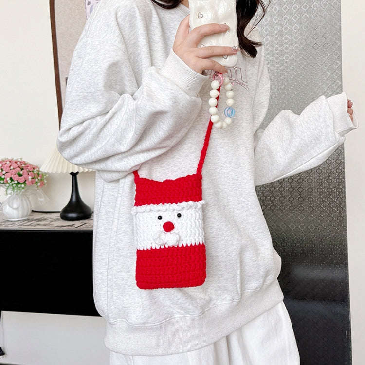 Christmas Finished Wool Crochet Mobile Phone Bag Shoulder Crossbody Bag(Style 1)