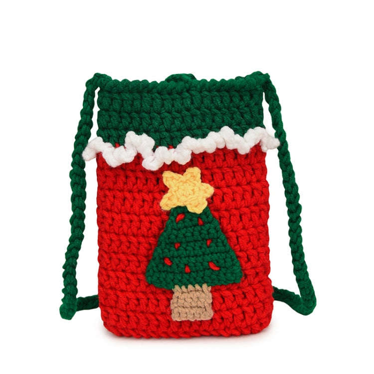 Christmas Finished Wool Crochet Mobile Phone Bag Shoulder Crossbody Bag(Style 2)