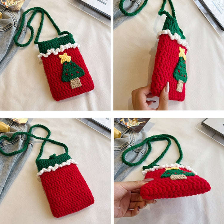 Christmas Finished Wool Crochet Mobile Phone Bag Shoulder Crossbody Bag(Style 3)