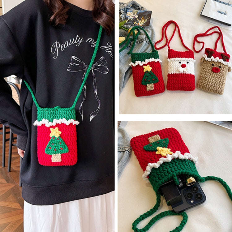 Christmas Finished Wool Crochet Mobile Phone Bag Shoulder Crossbody Bag(Style 2)