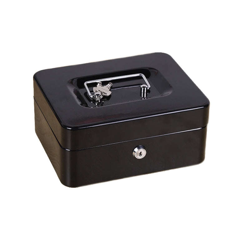 200x160x90mm Portable Fireproof Safe Box Home Storage Iron Box With Lock Key(Black)