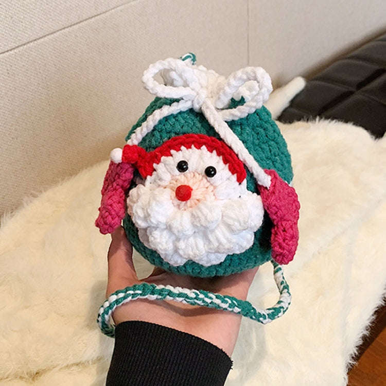 Christmas Finished Bag Santa Claus Woolen Knitting Bag(Green)