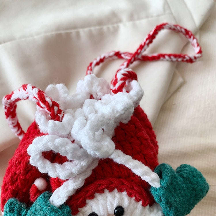 Christmas Finished Bag Santa Claus Woolen Knitting Bag(Green)