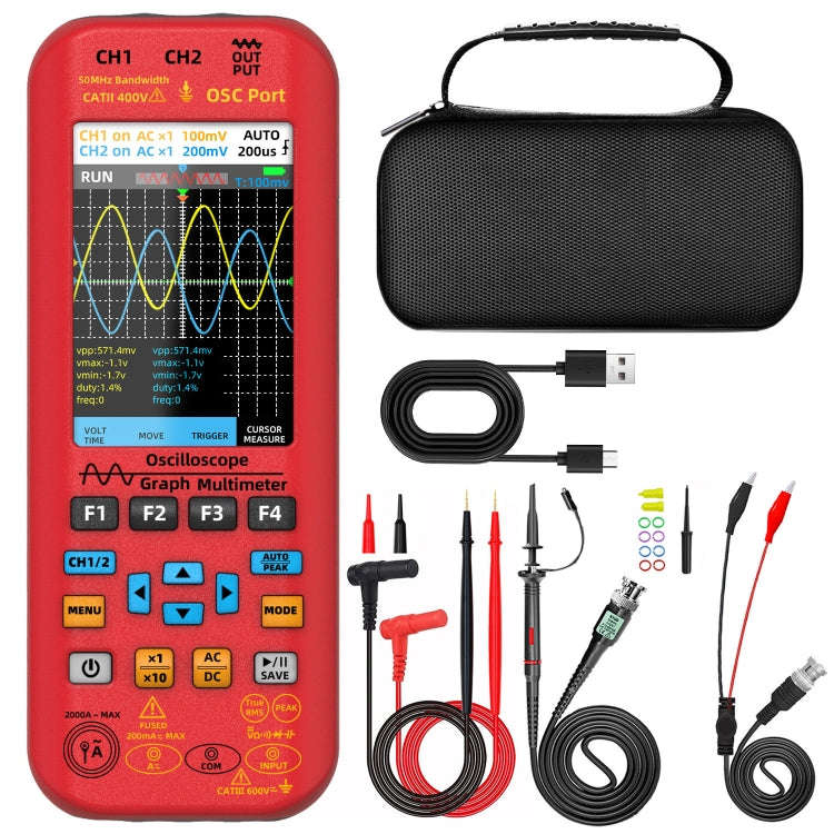 BSIDE O9 Digital Handheld Dual Channel 50MHz Oscilloscope Signal Source Multimeter, Spec: With Si...
