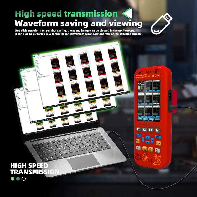 BSIDE O9 Digital Handheld Dual Channel 50MHz Oscilloscope Signal Source Multimeter, Spec: With Du...