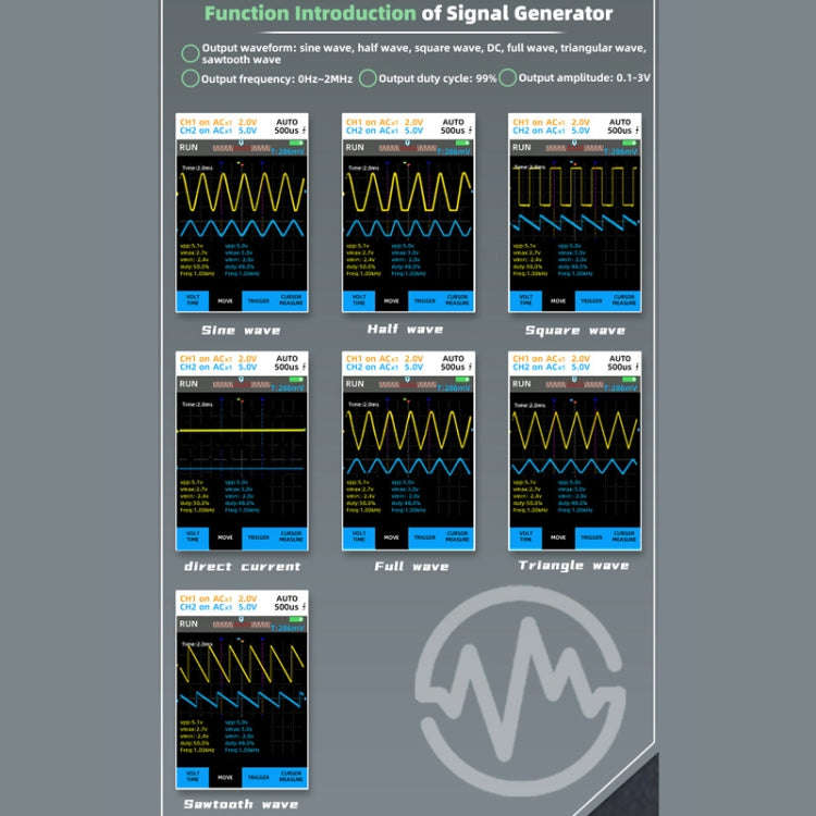 BSIDE O9 Digital Handheld Dual Channel 50MHz Oscilloscope Signal Source Multimeter, Spec: With Du...