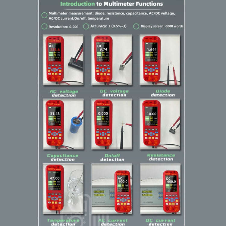 BSIDE O9 Digital Handheld Dual Channel 50MHz Oscilloscope Signal Source Multimeter, Spec: With Du...