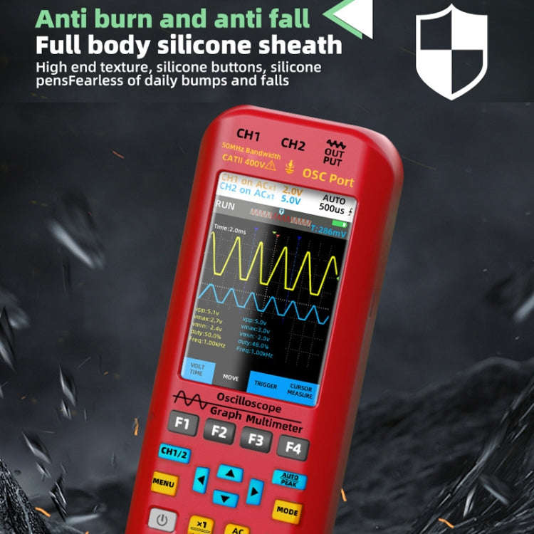 BSIDE O9 Digital Handheld Dual Channel 50MHz Oscilloscope Signal Source Multimeter, Spec: With Du...