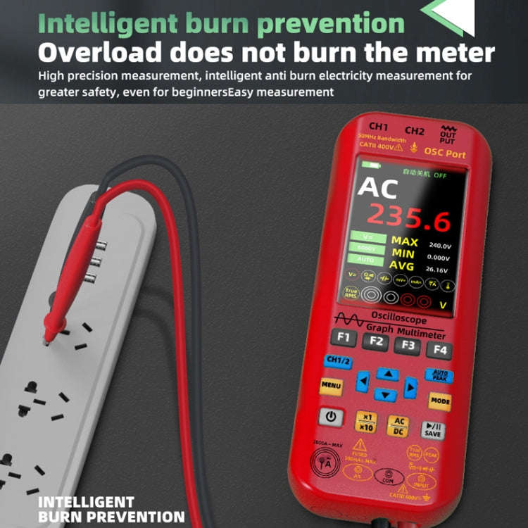 BSIDE O9 Digital Handheld Dual Channel 50MHz Oscilloscope Signal Source Multimeter, Spec: With Du...