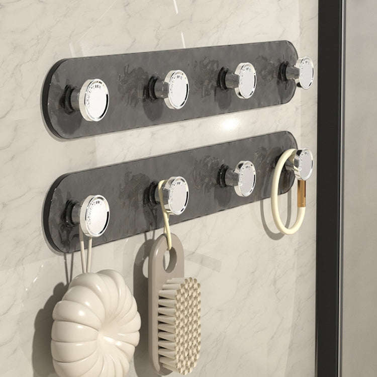 4 Hooks Strong Traceless Adhesive Hooks Nail-free Bathroom Wall Clothes Hanger(Gray)
