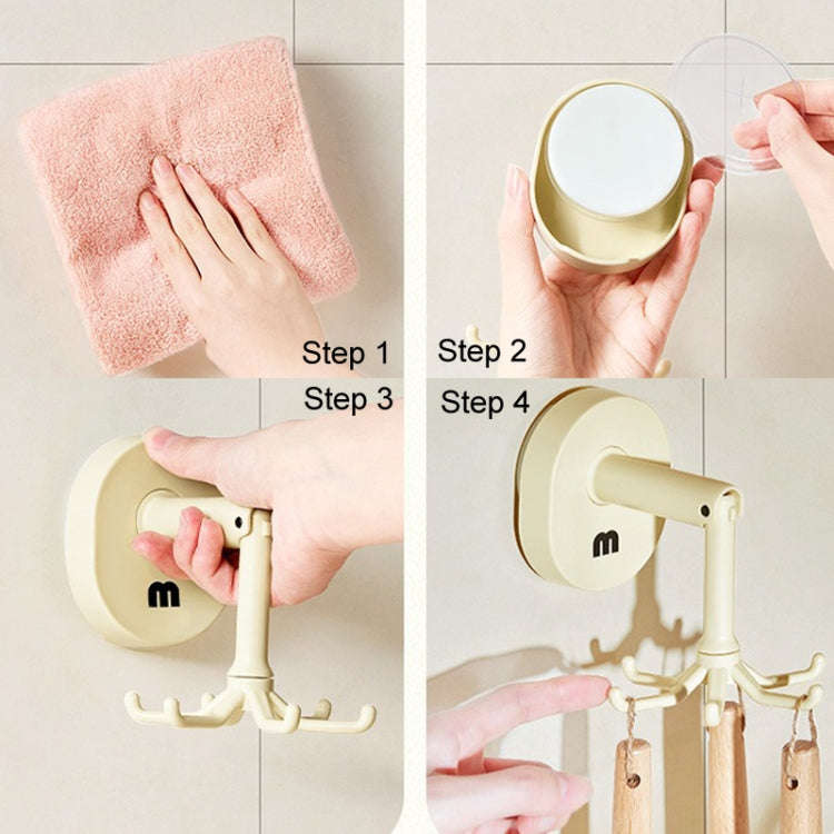 Suction Cup 6 Claws Rotating Hooks Wall Mounted Spatula Spoon Hanger No Punch Kitchenware Storage...