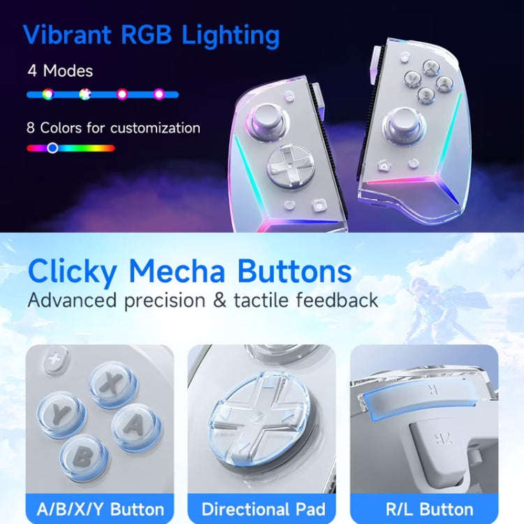 EasySMX S15 For Switch Wireless RGB Controller Split Joypad 6 Axis Gyroscop, Mechanical Hall Effe...
