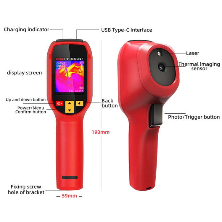 BSIDE HX1 Handheld Thermal Imaging Device Power Non-Contact Thermometer
